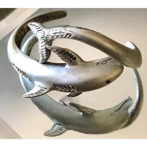 Vintage “Playing Dolphins “Silver Bracelet